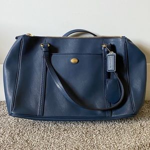 Coach Navy Leather Shoulder Bag